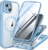 TIESZEN Sky Blue Magnetic iPhone 15 Case: Magsafe compatible, dustproof, 9H tempered glass, privacy protector, upgraded