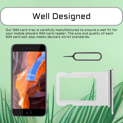 for iPhone 8 Plus Silver SIM Card Slot Replacement with Waterproof Rubber Ring and Card Removal Tool