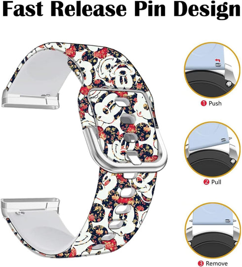 Fancy Soft Sport Silicone Cartoon Holiday Strap Bands for Fitbit Sense/Sense 2/Versa 3/Versa 4, Mouse Theme