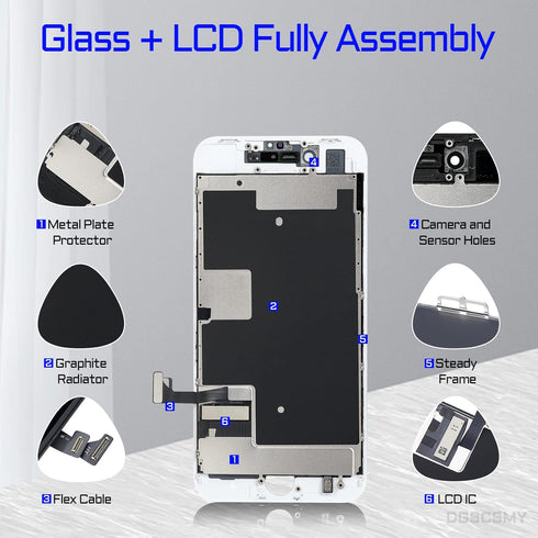 for iPhone 8 / SE 2020 Screen Replacement, White LCD Display 3D Touch Digitizer Full Assembly with Repair Tools