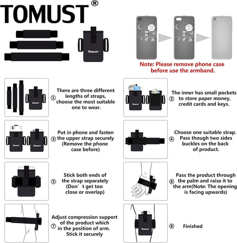 Lightweight Arm Band Phone Holder with Three Strap, Reflective Logo, Elastic Sleeve for iPhone and Android, Running