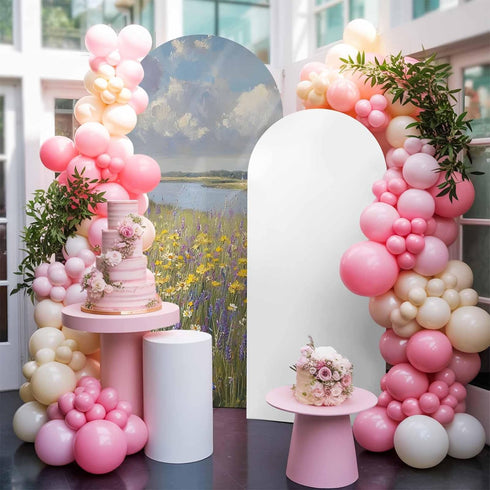 Jnbasdffb 7.2 Spring Floral Wedding Arch Cover, Stretchy Spandex Arch Backdrop Stand Covers FT, Oil Painting Pastoral