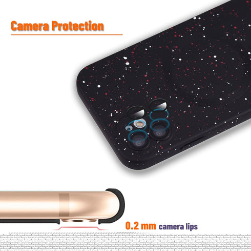 iPhone 11 Case - Black Soft Silicone, Anti-Scratch, MagSafe Compatible, with Red White Dot & Camera Protection.