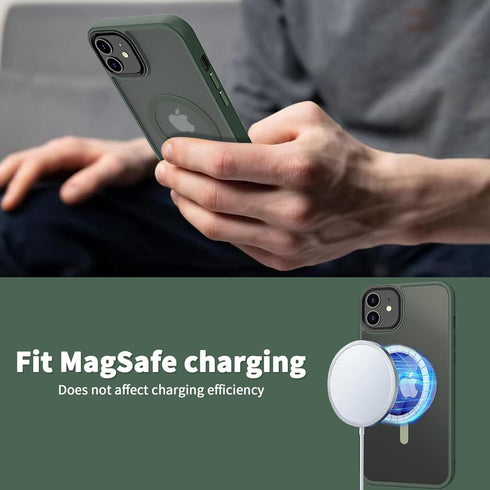 CACOE Magnetic Case for iPhone 12 & 12 Pro 2020, Compatible with MagSafe & Magnetic Car Phone Mount, Dark Green
