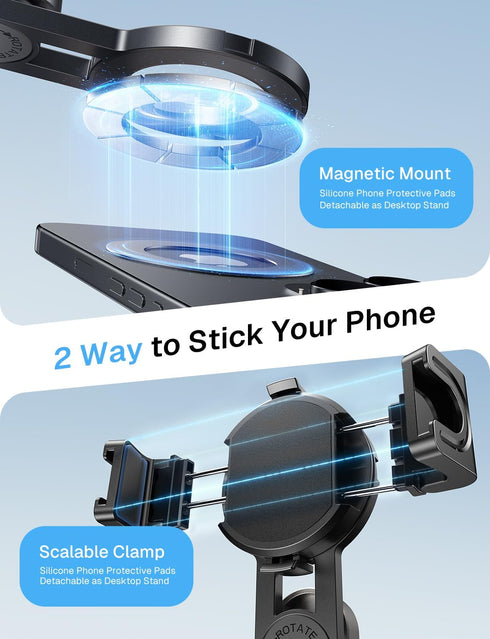 MAGIC JOHN 2 Phone Tripod with Selfie Light, Portable Pocket Size Selfie Stick for iPhone Magsafe, Selfie Stick