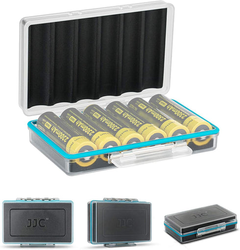 JJC 18650 Battery Case, Shockproof & Water-resistant Battery Storage Holder for 6