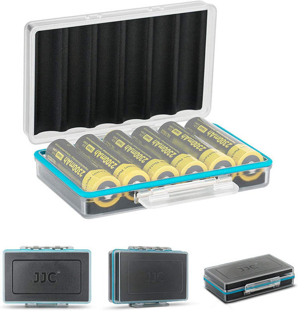 JJC 18650 Battery Case, Shockproof & Water-resistant Battery Storage Holder for 6