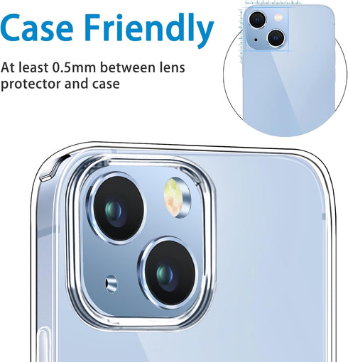 Camera Lens Protector for iPhone 14 and 14 Plus, Anti-Scratch Tempered Glass Full Protective Cover, Sierra Blue