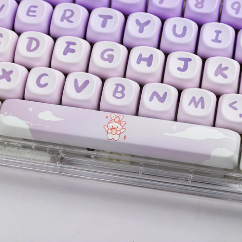 Gliging Keycaps 142 Keys Purple Rabbit Cute MOA Profile, Dye-Sublimation for Cherry MX Switches Mechanical Keyboard