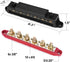 Mofeez Power Distribution Block Bus Bar, 6 x 3/8" Posts, 10 x #8 Screws, Max 48V 250A (Pair, Red & Black)