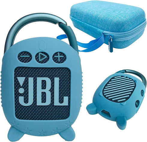 JCHPINE Hard Case & Silicone Cover for JBL Clip 4 Portable Bluetooth Speaker, Blue, Water Resistant, Shockproof,