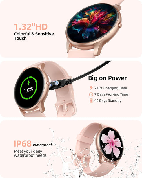 Parsonver Smart Watch for Women, 1.91" HD Screen with Answer/Make Calls, IP68 Waterproof, 100+ Sport Modes, Heart