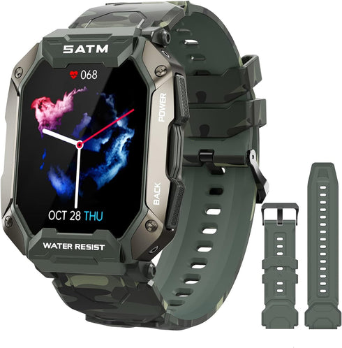 Smart Watches for Men - 1.71" HD Fitness Watch with Heart Rate Monitor, 5ATM Waterproof, 24 Sports Modes, 2 Bands