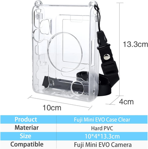 MUZIRI KINOKOO Clear EVO Case for Fujifilm Instax Mini EVO Instant Camera, Hard PVC Carrying Protective Case