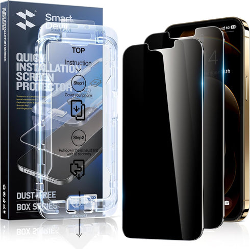 SmartDevil 2PACK for iPhone 12 Pro Max Screen Protector, 9H Top-Shatterproof Anti-Spy Privacy Glass with Auto