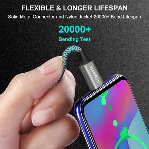 etguuds 1ft Short USB C Cable 2-Pack, 4.2A Fast Charging, Nylon Braided, Compatible with Samsung Galaxy S20, S10, Note