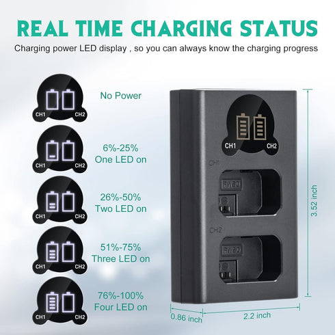 Kimaru NP-FW50 Battery Charger, Double Slot for Sony BC-TRW Charger, ZV-E10, Alpha A6000 A6300 A6400 A6500 A5000 A5100