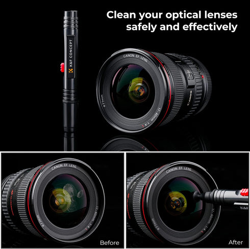 K&F Concept Lens Cleaning Pen with Soft Brush, Double-Sided Carbon Head for Camera, Optical Lens, Glasses, and VR