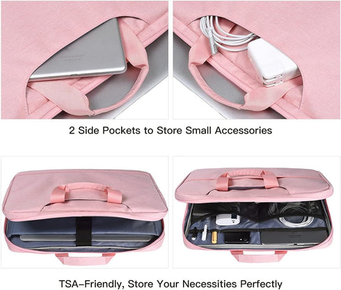 11.6-12.9 Inch Laptop Bag Sleeve for Women, TSA Travel Briefcase with Organizer for Lenovo, Macbook, Pink