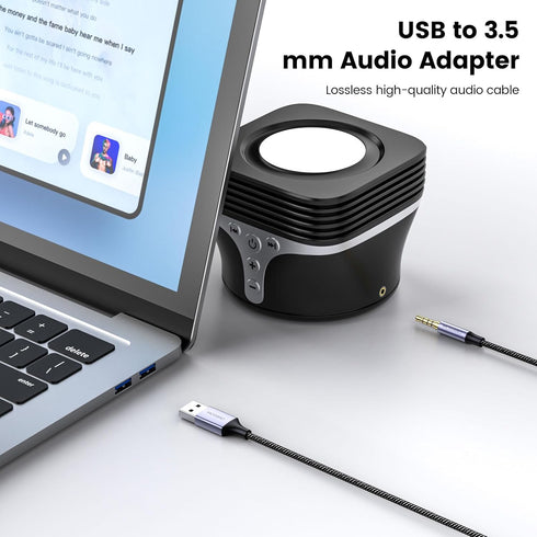 MOSWAG USB to 3.5mm Audio Jack Adapter with Microphone, USB Male to 3.5mm Male AUX Stereo Converter for PC, Laptop