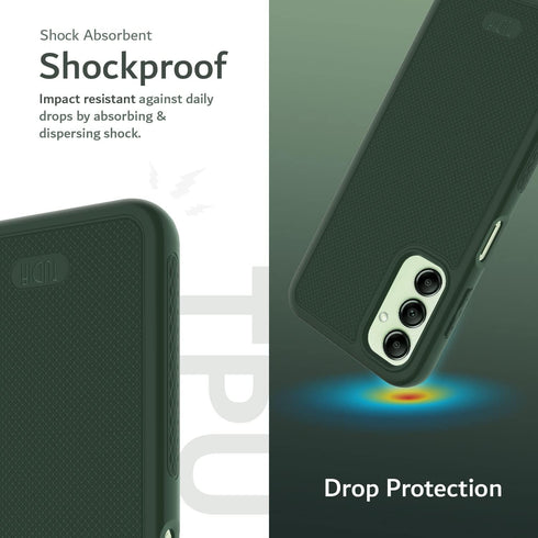 TUDIA Ultra Slim Grip Galaxy A14 5G Bark Phone Case, Pine Green Shockproof Thin Lightweight Soft TPU Cover