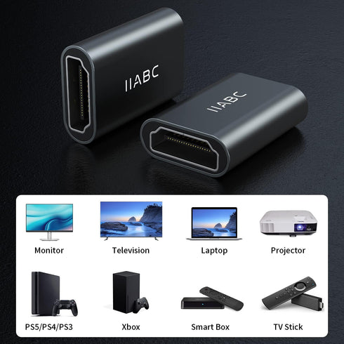 IIABC 3 Pack 3D 4K@60Hz 5/4/3 HDMI Coupler Female to Female HDMI Adapter Aluminum Alloy Extension Cable Connector