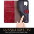 SUANPOT Leather Wallet Case for Samsung Galaxy A42 5G, RFID Blocking, Flip Folio Book Phone Case, Red