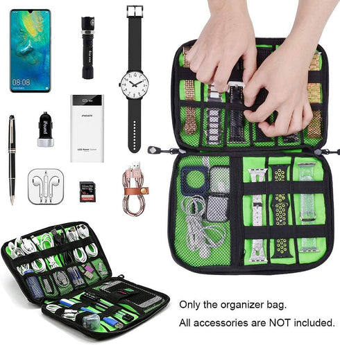 iiteeology Smart Watch Band Storage Bag, Universal Watch Band Accessories Organizer Bag Travel Storage Bag, Extra Pocket for Magsafe Charger, Cable, Headphone, USB, SD Cards, Black by iiteeology