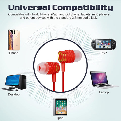 UrbanX R2 Wired in-Ear Headphones with Mic for Motorola one 5G UW ace, Noise Isolating Earphones, Deep Bass,