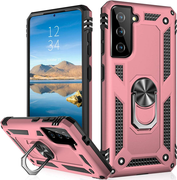 IKAZZ Galaxy S21 Case - Military Grade Shockproof Heavy Duty Phone Cover, Pass 16ft Drop Test, Rose Gold
