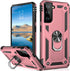 IKAZZ Rose Gold Case for Galaxy S21 Plus, Military Grade Shockproof Heavy Duty Phone Cover with Magnetic Kickstand