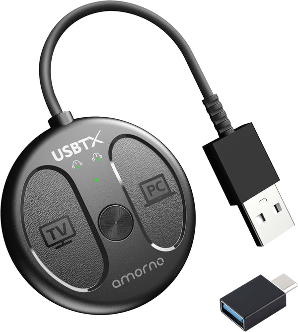 AMORNO USB-C Bluetooth Adapter for PS5, Bluetooth 5.4 Audio Adapter for PC, Plug