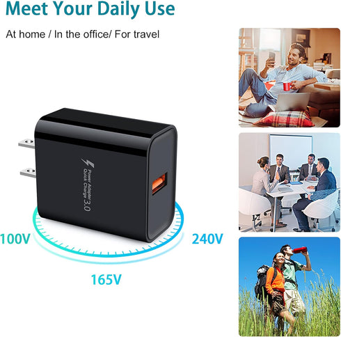 Adaptive Fast Charger for Samsung Galaxy S7 Edge, S6, S5, J3, J7, Moto G5, LG Stylo, 3ft Fast Charging Micro USB