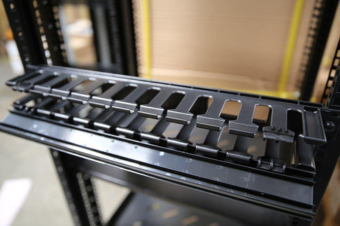 Raising Electronics 1U Horizontal Rack Mount Cable Management Unit with Panel, Plastic 19" Rack Mount