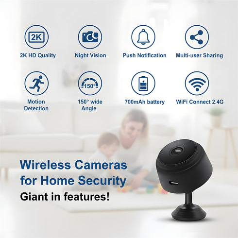 ELEFOCUS Camera,2K Hidden Mini Camera,Nanny Cam Hidden Camera,WiFi Spy Camera with Night Vision & Motion