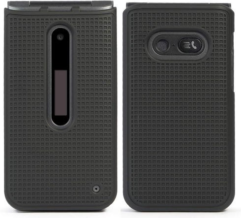 Nakedcellphone Case for LG Classic Flip, Black Protective Snap-On Hard Shell Cover with Grid Texture for LG Classic