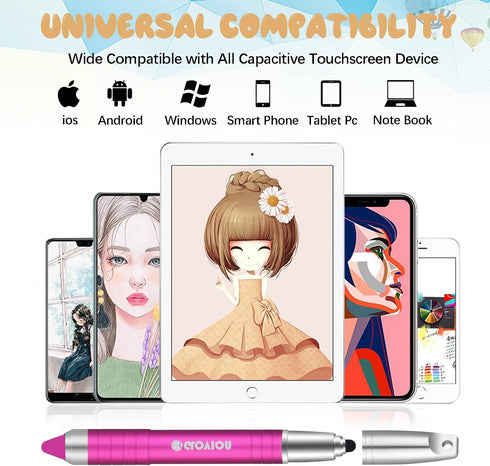 Universal Capacitive Stylus Pen for iPhone, Kids Stylus with Magnetic Cap for Touch Screens, Pink