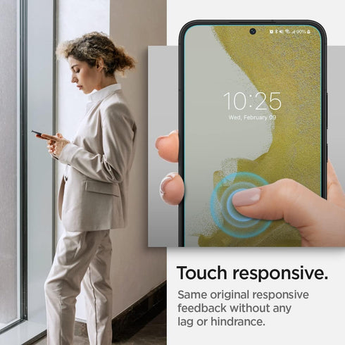 Spigen Glas.tR EZ Fit Tempered Glass Screen Protector for Galaxy S22 - Case Friendly - 2 Pack
