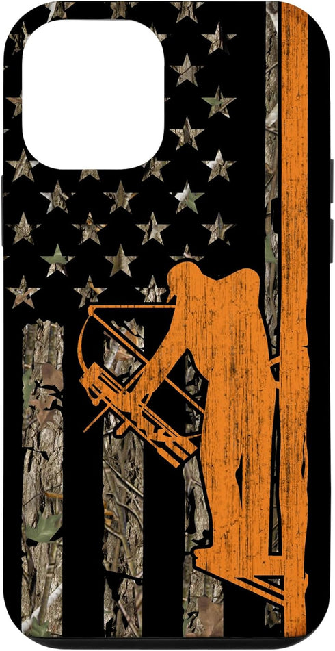 Bow Hunting Tree Stand Deer Hunter American Flag Camouflage Case for iPhone 12 mini