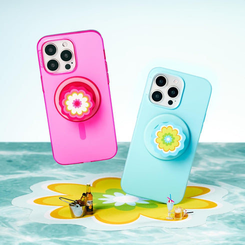 Kaleidoscope Blue PopSockets Round Phone Grip, Compatible with MagSafe, Adapter Ring Included