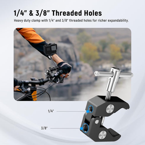 NEEWER 9.8"/25cm Adjustable Magic Arm with Super Clamp, Compatible with SmallRig Camera Cage, Max Load: 4.4lb