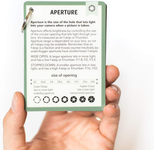 DSLR Cheat Sheet Cards for Canon, Nikon, Sony Cameras - Quick Reference Photography Settings Cards