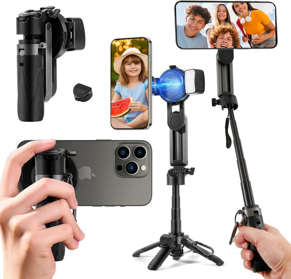 Heliora Phone Tripod, 4-in-1 Magnetic Mini Selfie Stick,Pocket Size Selfie Stick with Wireless