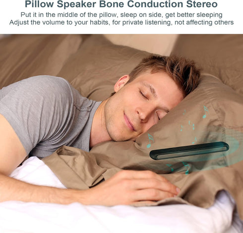 Pillow Speaker Bone Conduction Stereo, Bluetooth Sleep Headphones, Insomnia White Noise Machine, Mini Portable Pillow
