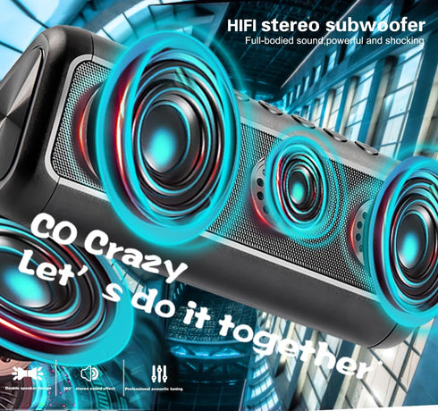 Solar Bluetooth Speaker Portable, 5000mAh Wireless Speaker, IPX6 Waterproof, Bluetooth 5.3, 50H Play Time