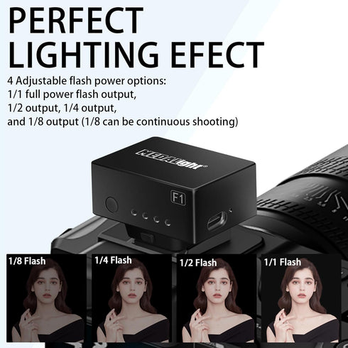 F1 Mini Camera Flash Speedlite for Ricoh (GR3/GR3X, etc.), Fuji/Sony/Nikon/Canon, Portable Mini Hot Shoe Flashlight
