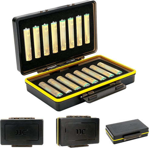 JJC 16 Slots AAA Battery Case, Shockproof & Water-Resistant Battery Storage Box for 16 x AAA Battery