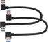 2 Pack Left & Right Angle USB 3.0 A Cable, 90 Degree Type A Male Data and Charging Extension Cable (0.3M/1ft-Black)