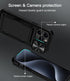 iPhone 15 Pro Max Case - Rugged Black Wallet Case with Card Holder, Kickstand & Slide Camera Cover, Military Grade