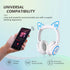 Headphones for Back to School, Kids Cat Ear Headphones, Foldable Bluetooth Wireless Headphones with Microphone, LED